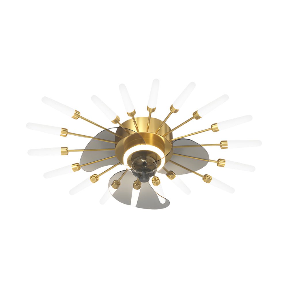 Modern Nordic Ceiling Fan with Dimmable LED Light, Gold or Black Finish