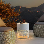 Lumina Hollow Mesh LED Cylinder Floor Light for Modern Outdoor Spaces