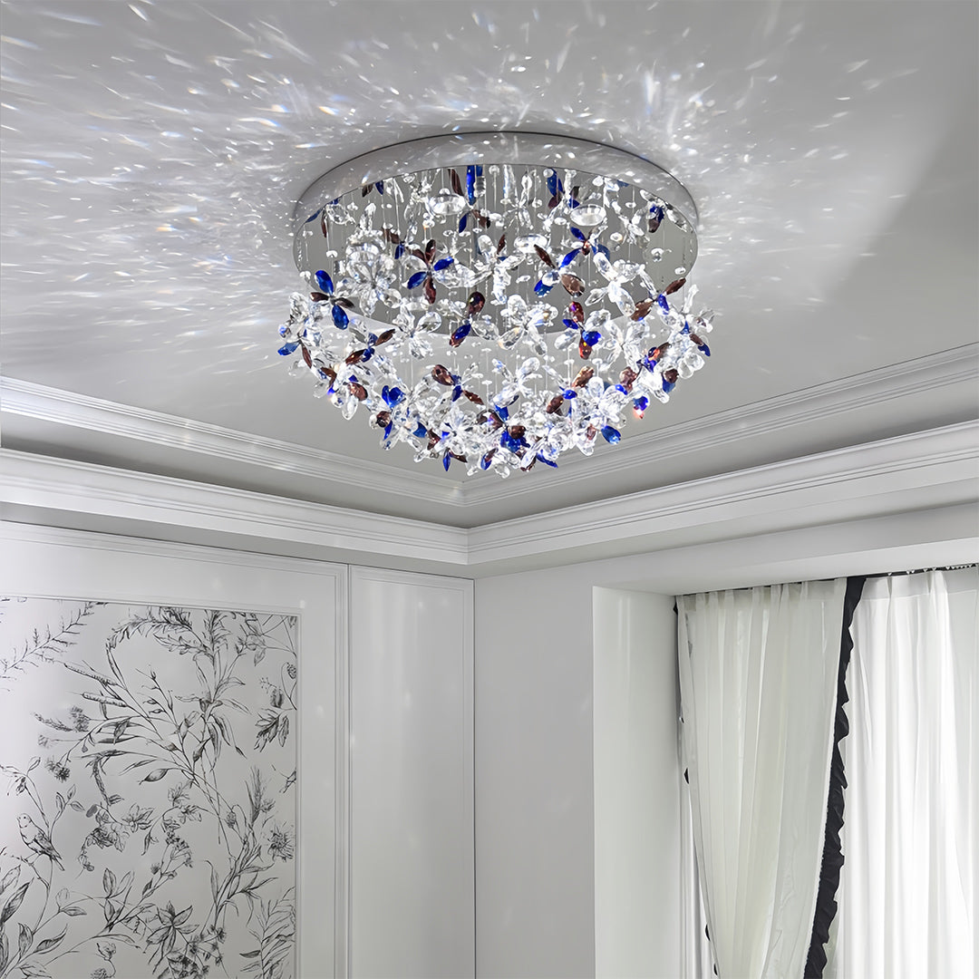 Lumière Cristal LED Flush Mount Ceiling Light in Silver Stainless Steel