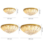 French Crystal Flush Mount Ceiling Light in Gold Stainless Steel
