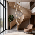 Aurelia 16-Light Gold Staircase Chandelier, Modern Linear LED Pendant for High Ceilings