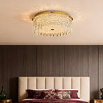 Luxe Crystal Flush Mount Ceiling Light in Champagne Gold