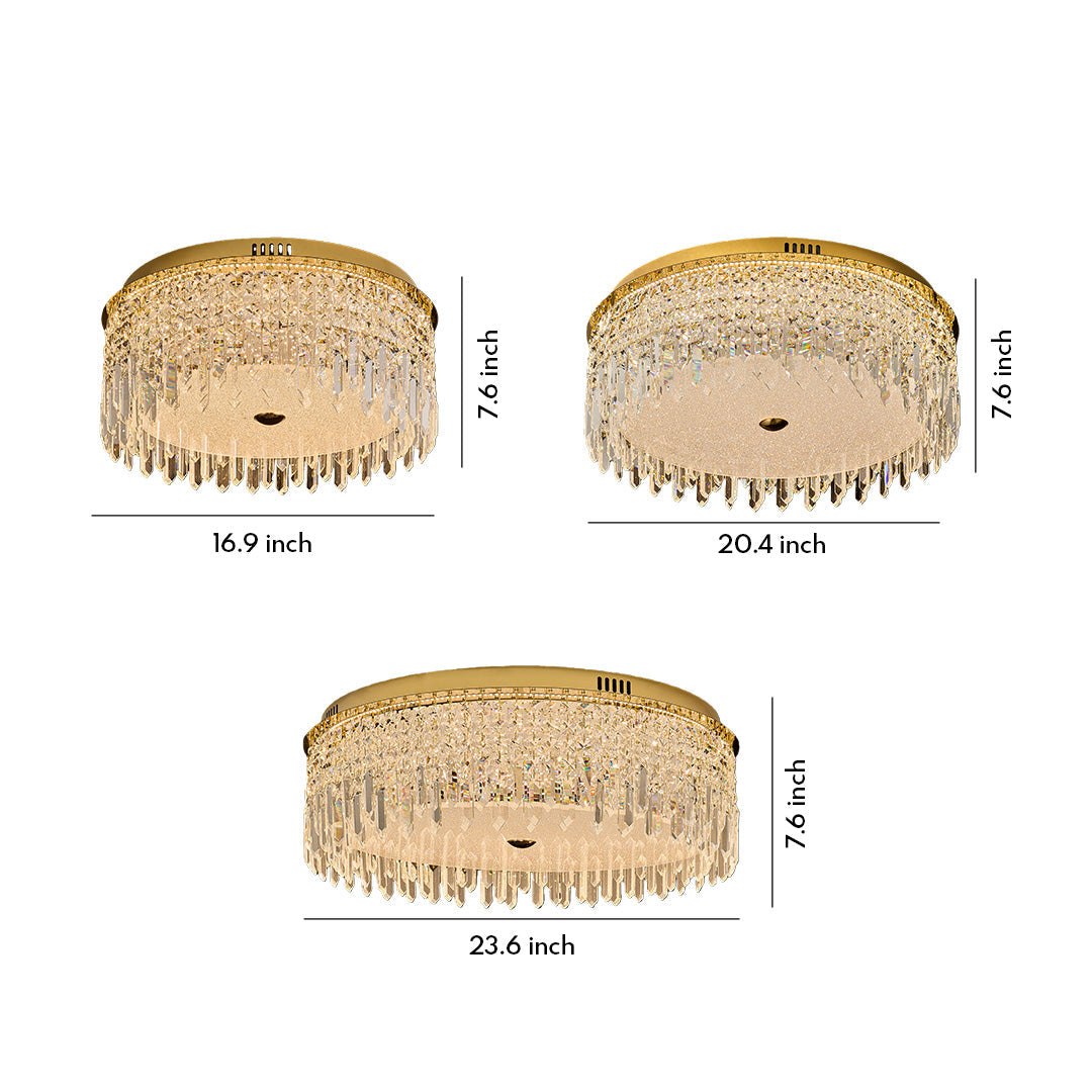 Luxe Crystal Flush Mount Ceiling Light in Champagne Gold