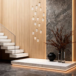 Aurelia 16-Light Gold Staircase Chandelier, Modern Linear LED Pendant for High Ceilings