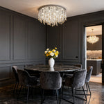 French Crystal Chandelier Ceiling Light with Gold Stainless Steel Frame