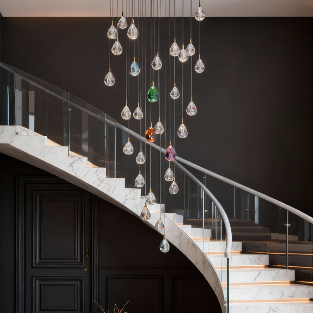 Luxury Crystal Staircase Chandelier with LED Lighting