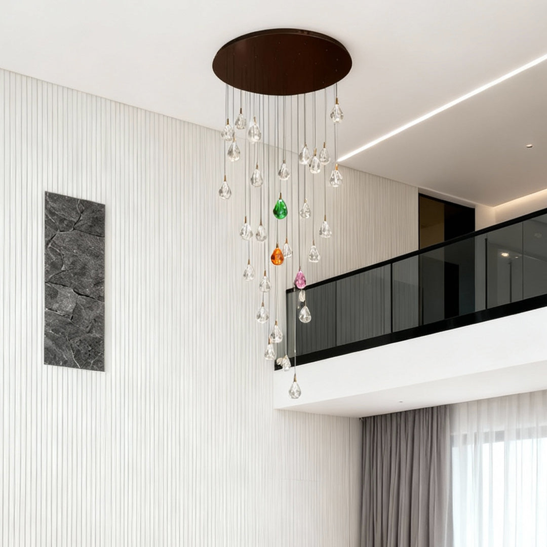 Luxury Crystal Staircase Chandelier with LED Lighting