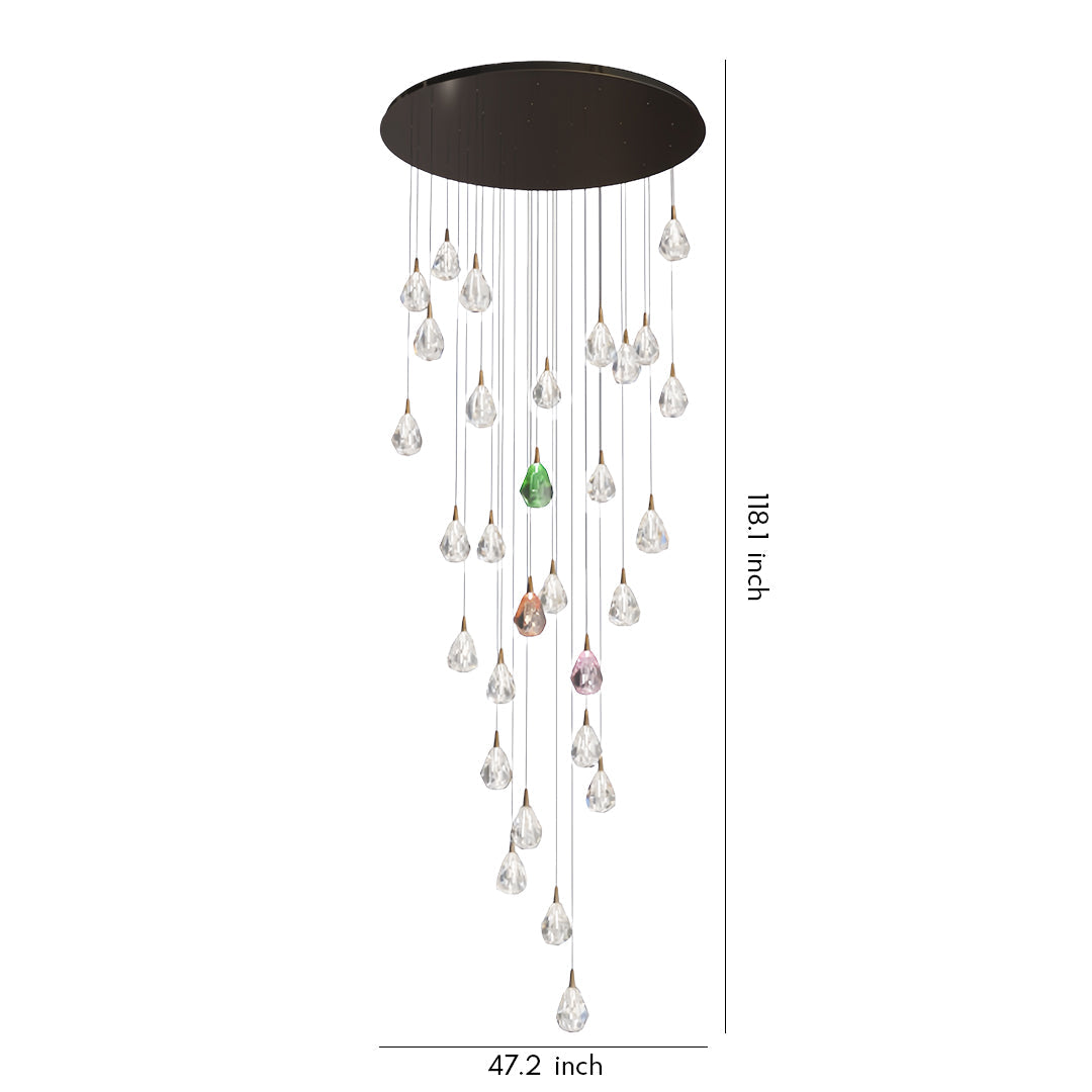 Luxury Crystal Staircase Chandelier with LED Lighting