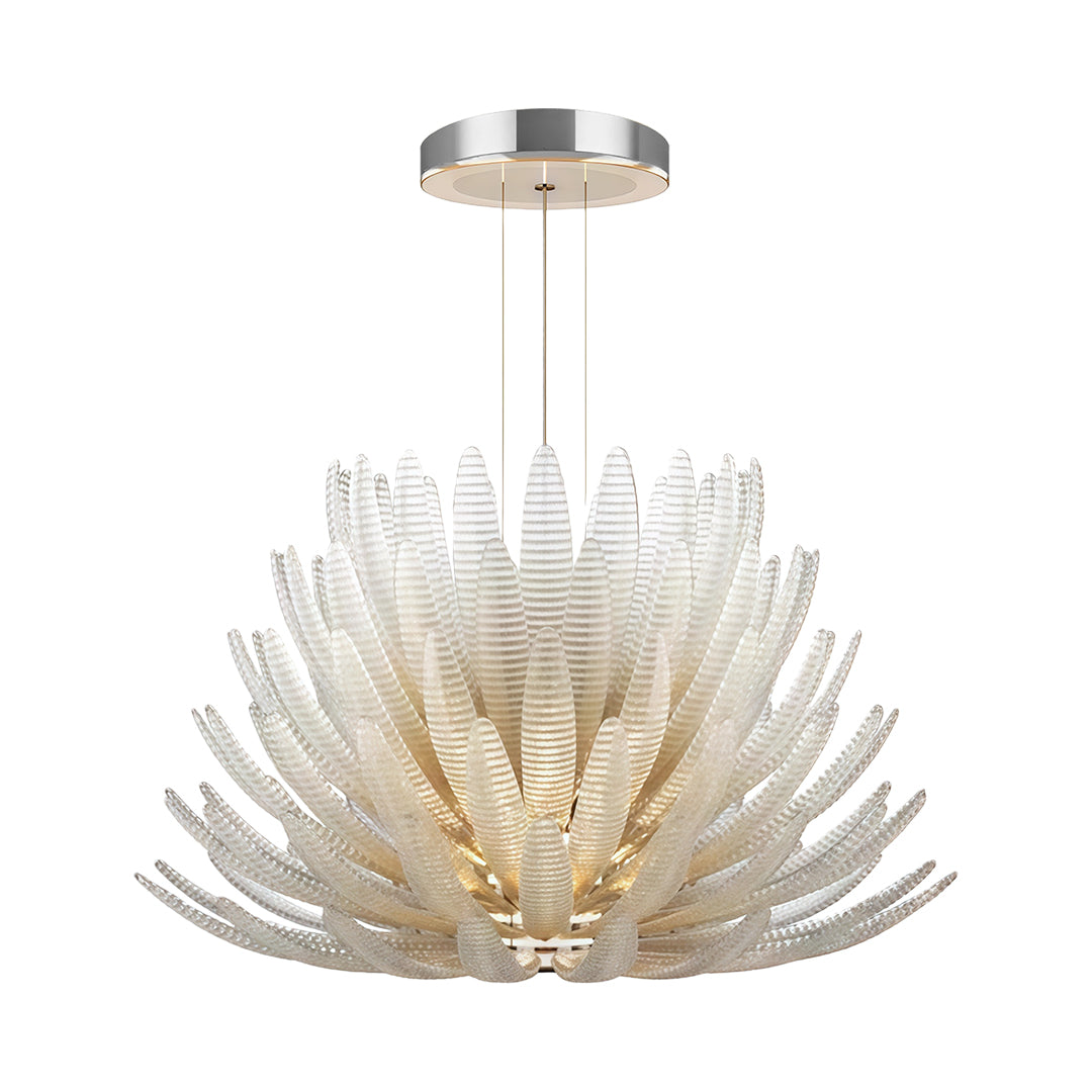 Deco Chrome Chandelier with Clear Glass Shades, Modern LED Ceiling Light