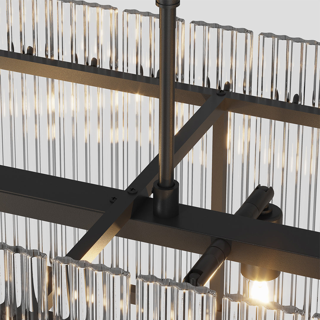 Artisan Iron and Glass Chandelier with Adjustable Chain, 8 or 10 Lights
