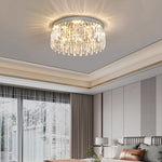 Lumina Crystal Flush Mount Ceiling Light – Modern Round Stainless Steel Fixture