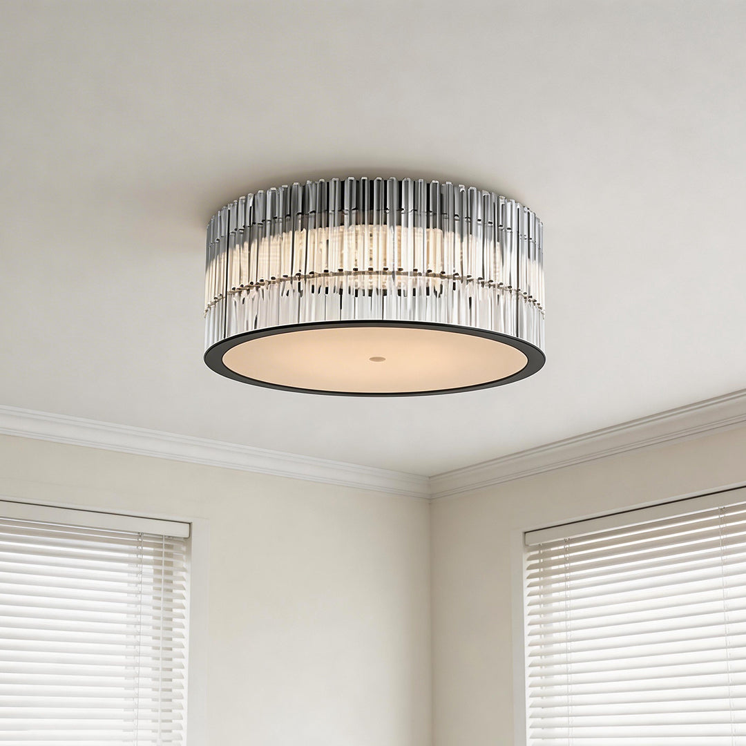 Lumina Crystal Flush Mount Ceiling Light in Black and Glass