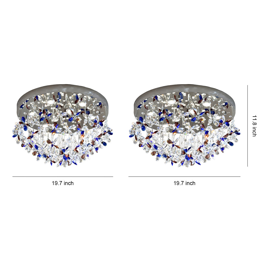 Lumière Cristal LED Flush Mount Ceiling Light in Silver Stainless Steel