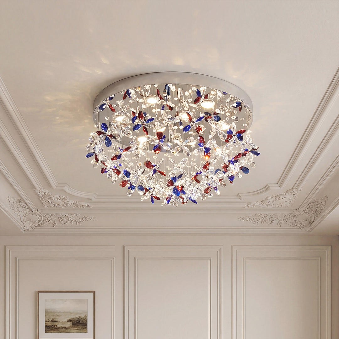 Lumière Cristal LED Flush Mount Ceiling Light in Silver Stainless Steel