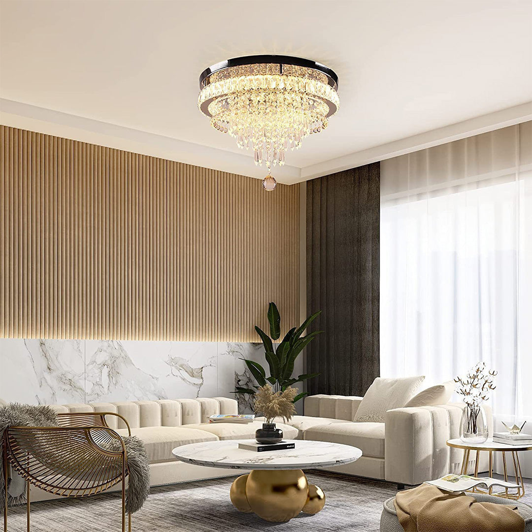 Aurelia Crystal Flush Mount Ceiling Light in Gold Stainless Steel