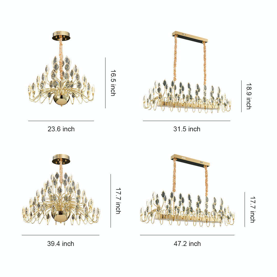 Aurelia Gold Crystal LED Chandelier – French Luxury Pendant Light