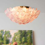 French Petal Glass Semi Flush Mount Ceiling Light in Pastel Hues