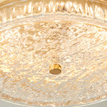 Artisan Wood Flush Mount Ceiling Light with Vintage Glass Shade