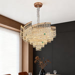 Crystal Pendant Chandelier in Champagne Gold Carbon Steel