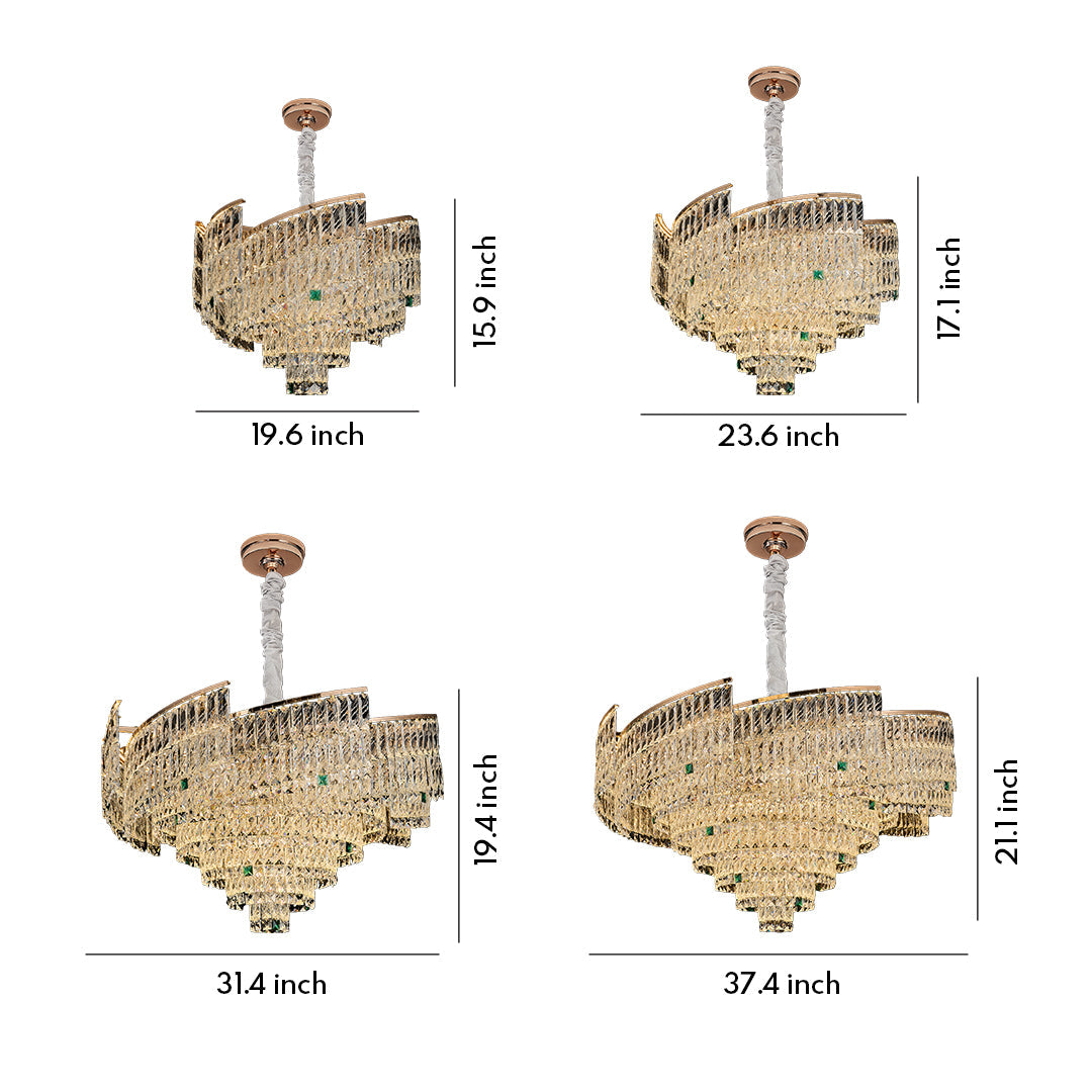 Crystal Pendant Chandelier in Champagne Gold Carbon Steel