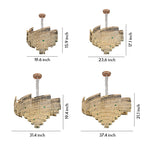 Crystal Pendant Chandelier in Champagne Gold Carbon Steel