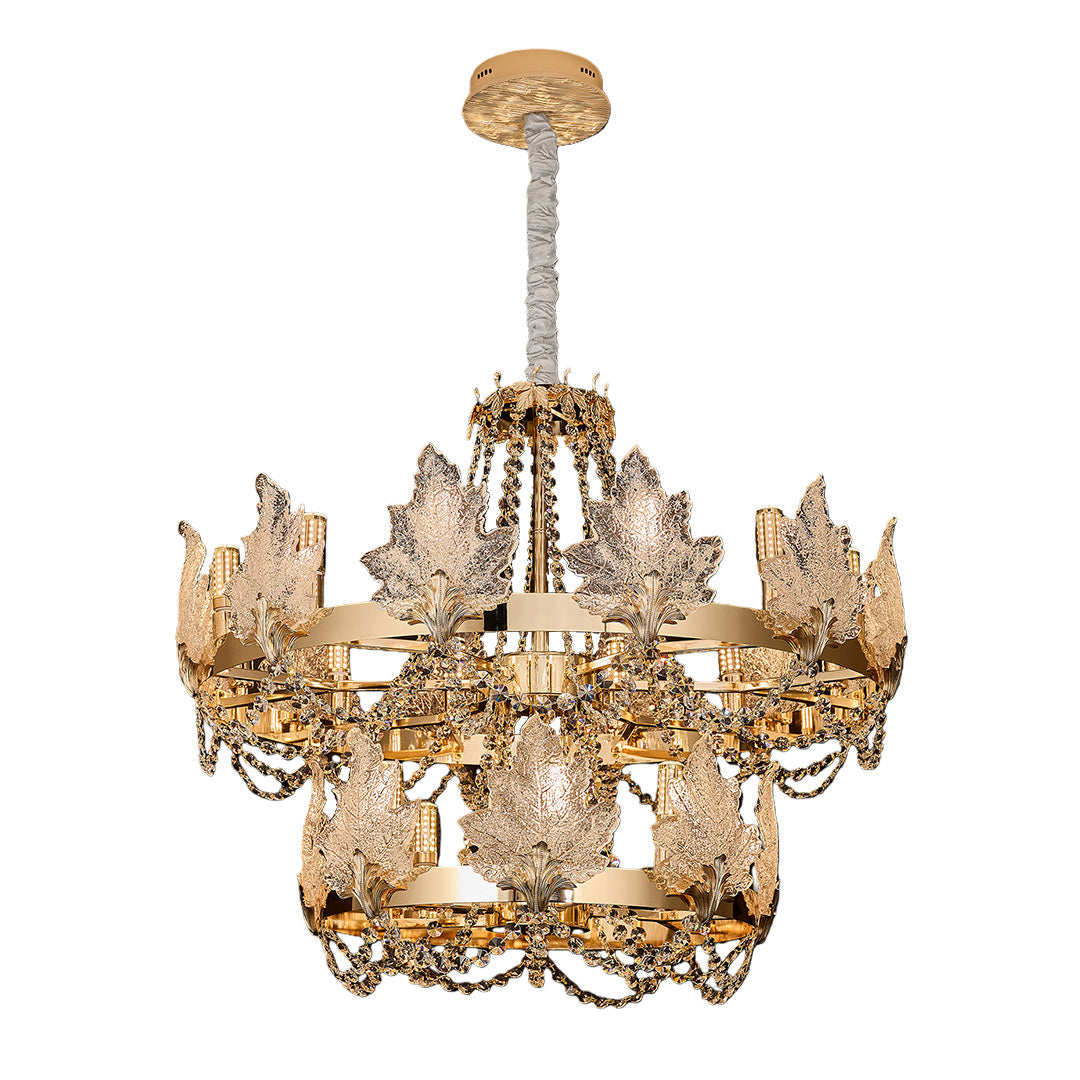 French Crystal Chandelier in Champagne Gold for Elegant Interiors