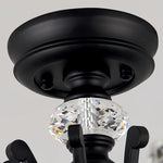 Crystal Leaf Semi Flush Ceiling Light in Black Iron