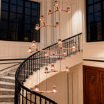 Crystal Staircase Chandelier Nordic Geometric LED Pendant Light