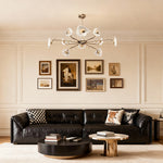 Crystal Vintage Chandelier with Terracotta Gold Frame and Full-Spectrum LED