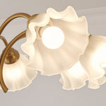 Lily of the Valley Glass Chandelier with Gold and Walnut Accents