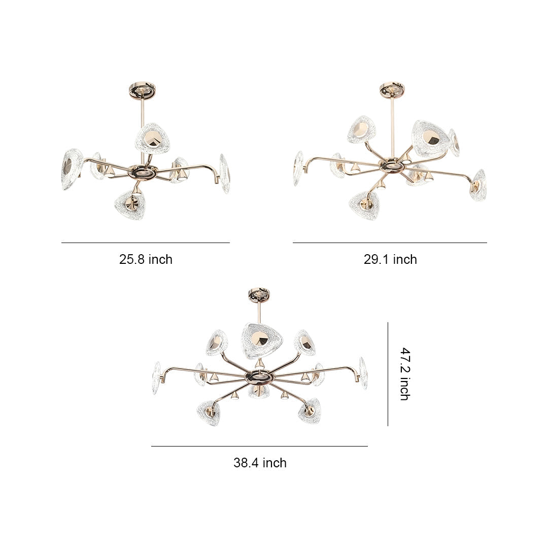Crystal Vintage Chandelier with Terracotta Gold Frame and Full-Spectrum LED