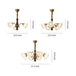 Lily of the Valley Glass Chandelier with Gold and Walnut Accents