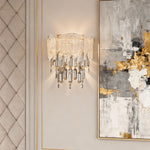 Luxury Crystal Wall Sconce with Champagne Gold Frame and LED Illumination