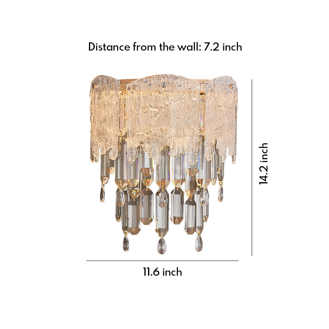 Luxury Crystal Wall Sconce with Champagne Gold Frame and LED Illumination