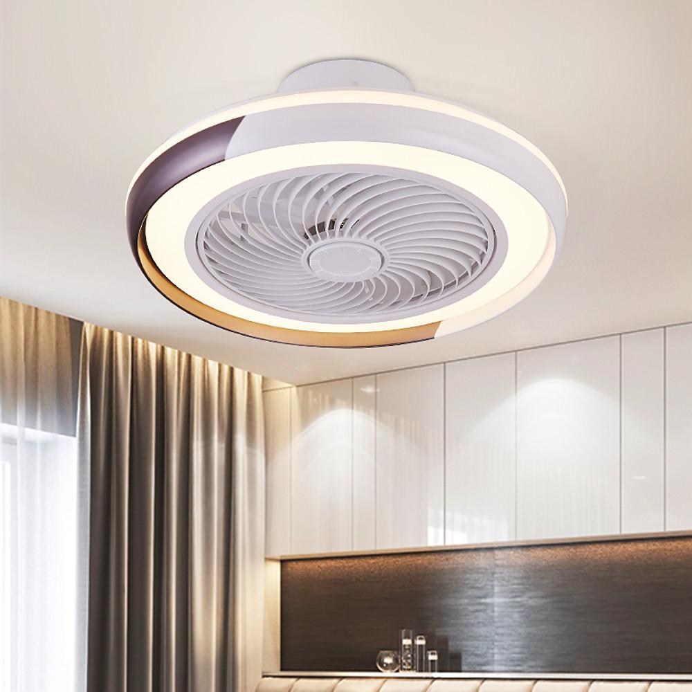 Modern Flush Mount Bladeless Ceiling Fan with Dimmable LED Light