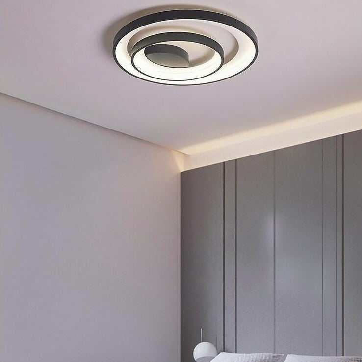 2 Light 2 Ring Semi Flush Mount Ceiling Light Led Elegant Silica Gel Bedroom Light