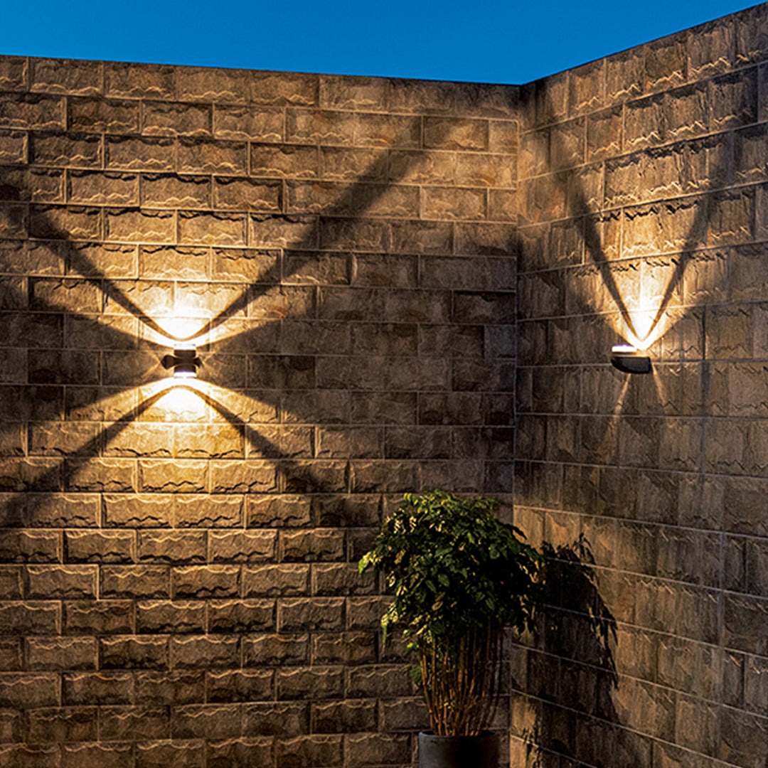 Modern Black Outdoor Wall Light with LED Up and Down Illumination