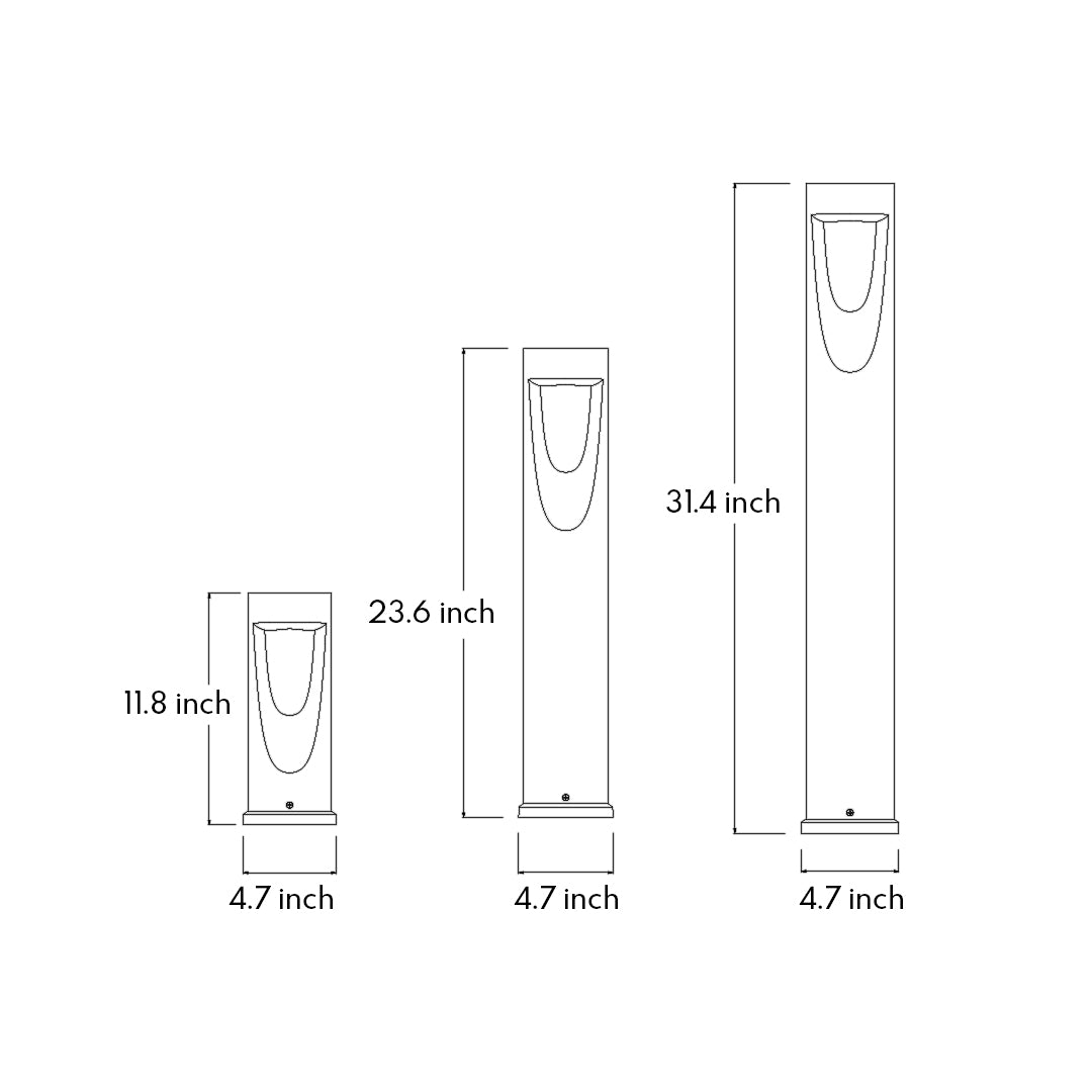 Art Nouveau LED Bollard Light – Minimalist Outdoor Path Lighting in Matte Black
