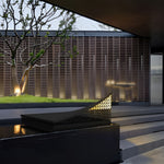 Curved Stainless Steel LED Landscape Light with Grid Design for Modern Outdoor Spaces