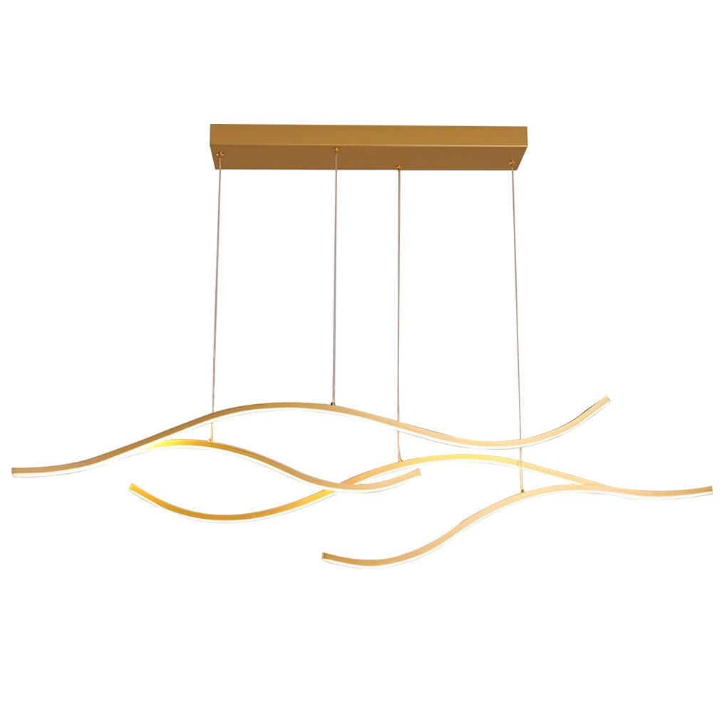 Wavy LED Pendant Light with Adjustable Height in Metallic Finishes