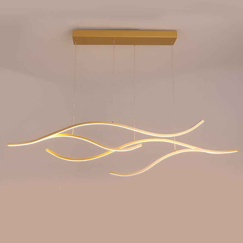Wavy LED Pendant Light with Adjustable Height in Metallic Finishes