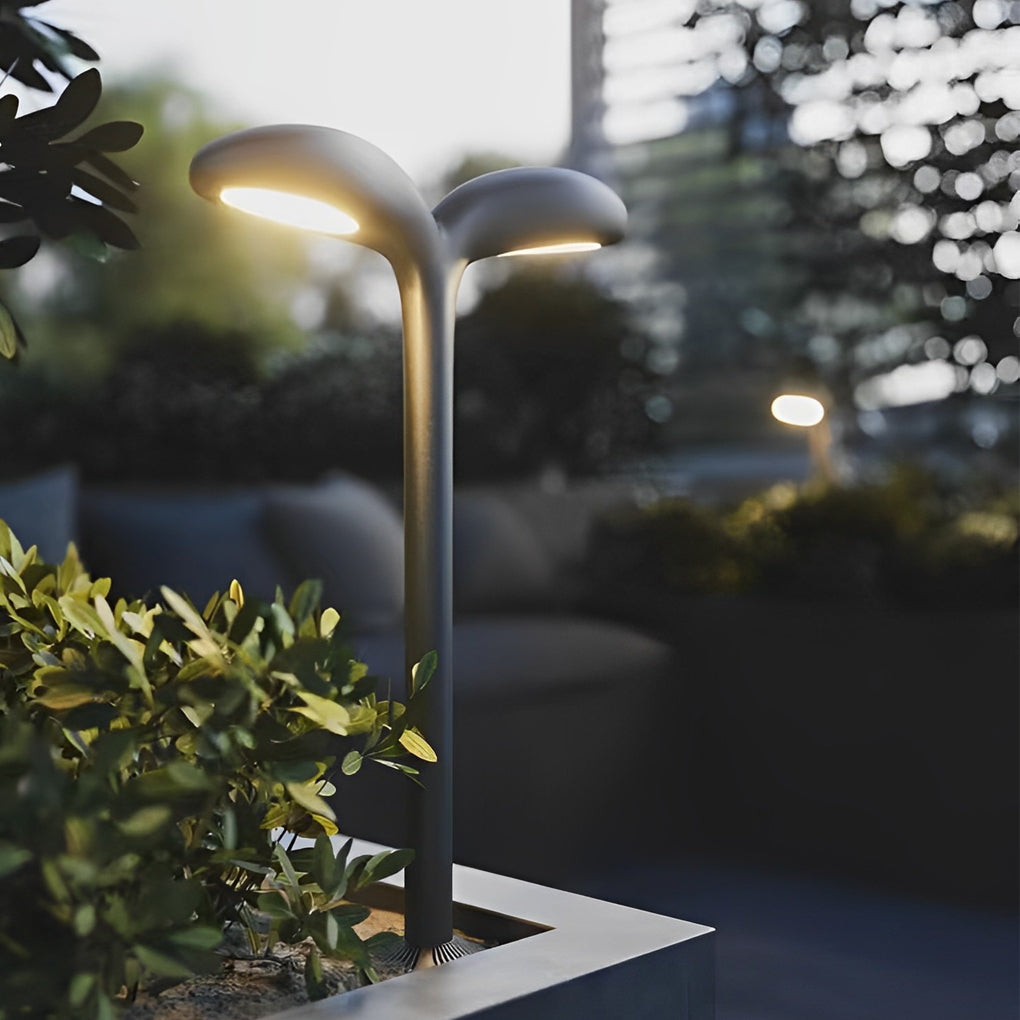 Curved LED Path Light in Black Aluminum for Modern Outdoor Landscapes