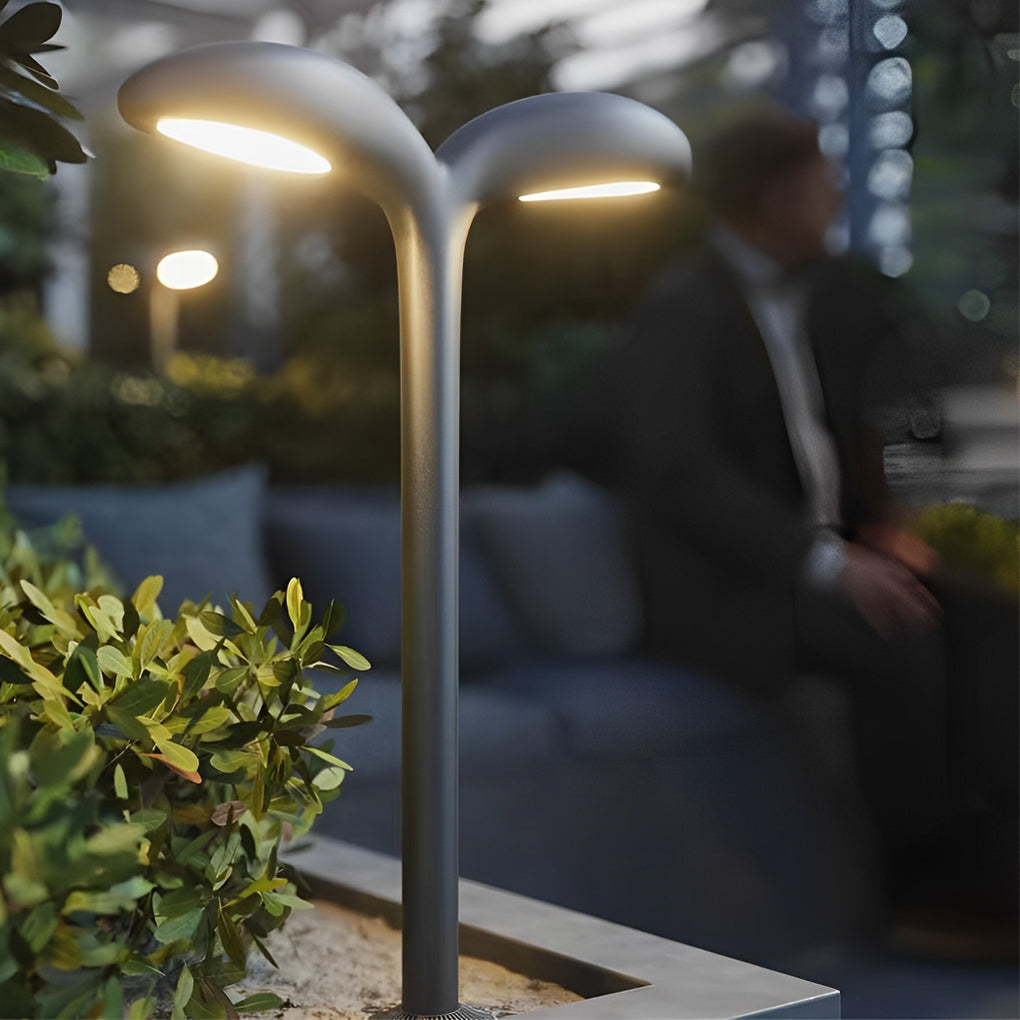 Curved LED Path Light in Black Aluminum for Modern Outdoor Landscapes