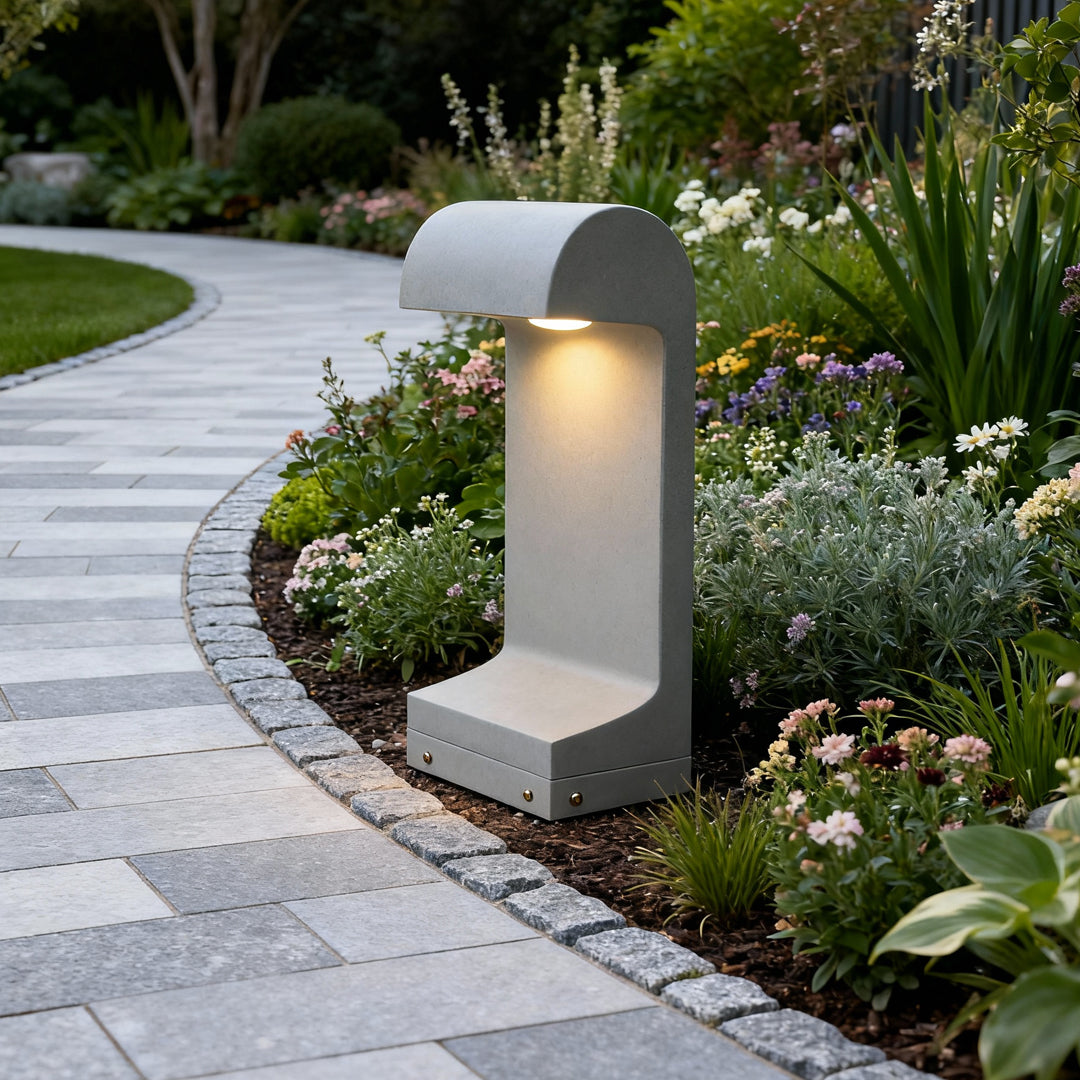 Retro Cement Outdoor Landscape Light with Warm LED Glow
