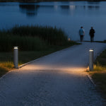 Modern Outdoor Bollard Light for Pathways | Sand-Gray Aluminum LED