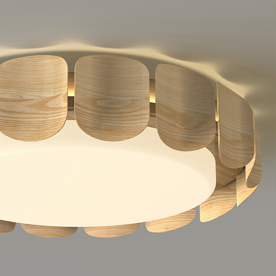 Nordic Wood Flush Mount Ceiling Light with Full Spectrum LED