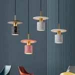 Terrazzo Inspired Cement Cylinder Led Pendant Lights Modern Island Lighting