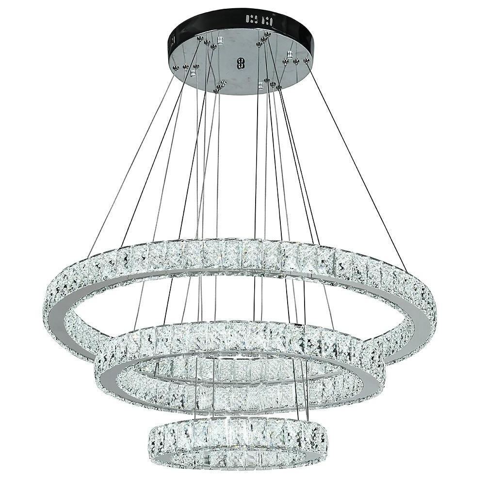 Modern 3 Tiers Circles Suspended Chandelier With Crystal Accents