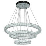 Modern 3 Tiers Circles Suspended Chandelier With Crystal Accents