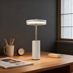 Cylinder Table Lamp with Dimmable LED, European Modern Accent Light for Living Room